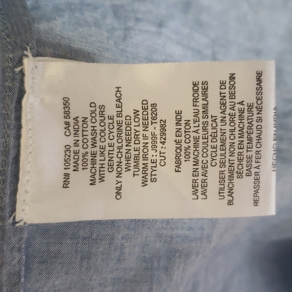 Joie Akari Ruffled Cold Shoulder Button Front Chambray Blouse SzXS - Picture 10 of 10